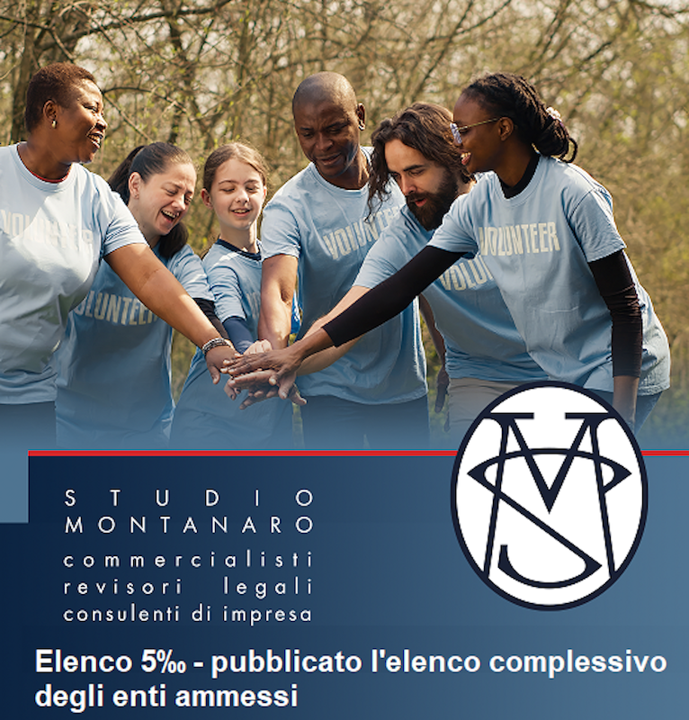 Elenco 5‰ - pubblicato l'elenco complessivo degli enti ammessi 
