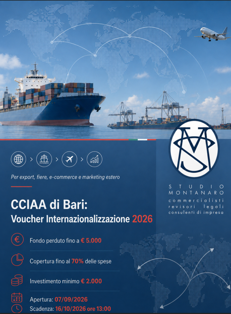 C.C.I.A.A. DI BARI – VOUCHER INTERNAZIONALIZZAZIONE 2026